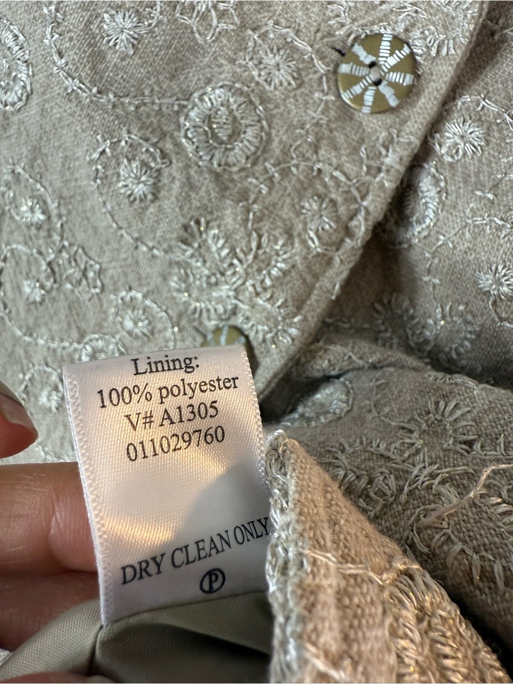 Boho Cottagecore Coldwater Creek Ivory LinenBlend Floral
Embroidered PM Jacket - Picture 10 of 14